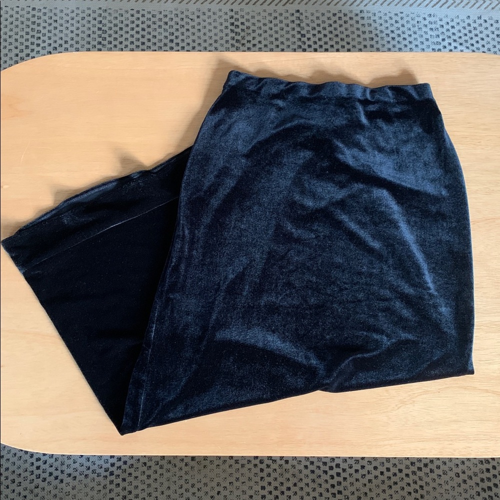 Vintage Black Velvet A-Line Maxi Skirt